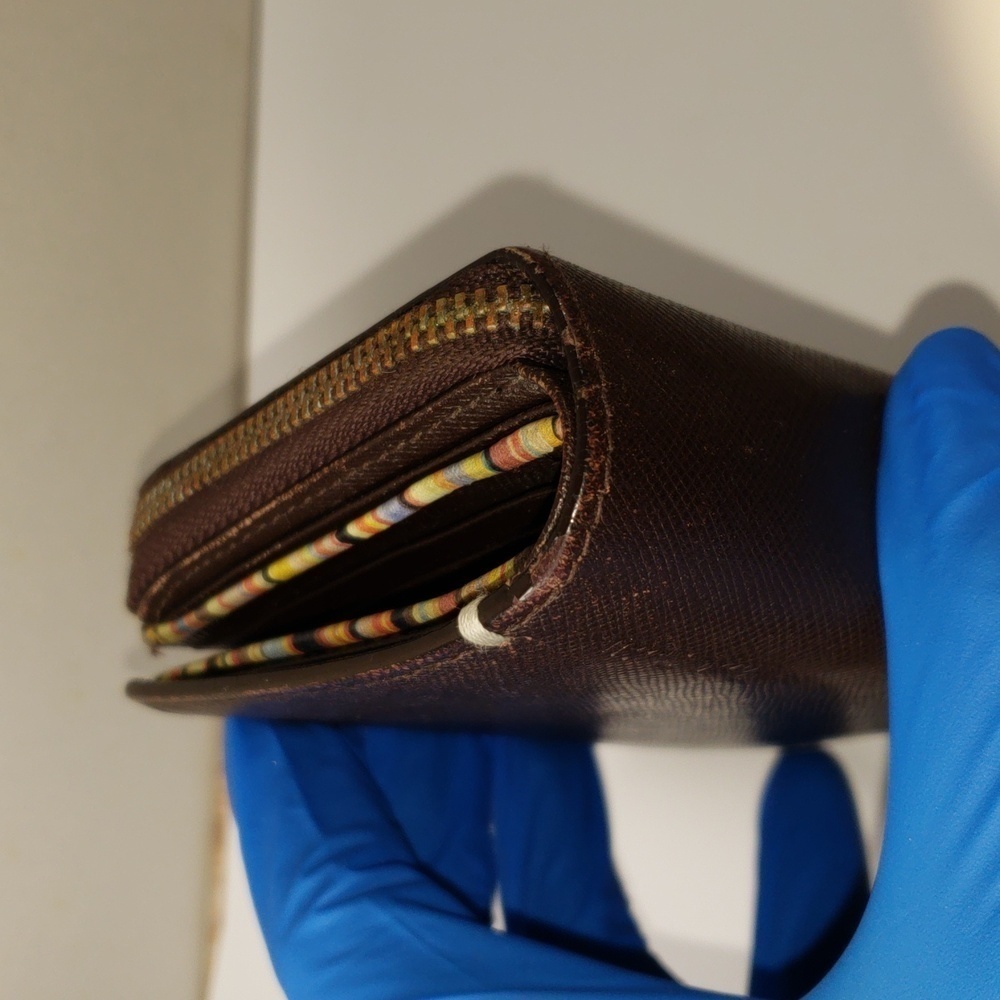 Paul Smith Dark Brown Leather Snap, Zip Bifold Wallet 5.25 x 3.5" - Compartments - Picture 5 of 12